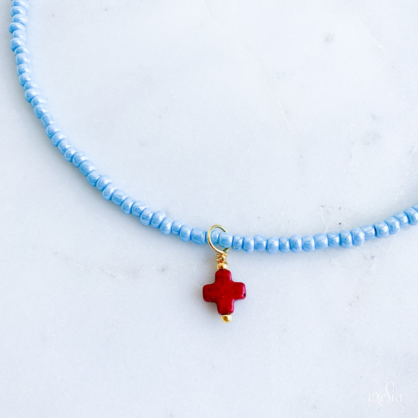 Summer Seed Bead Cross Choker