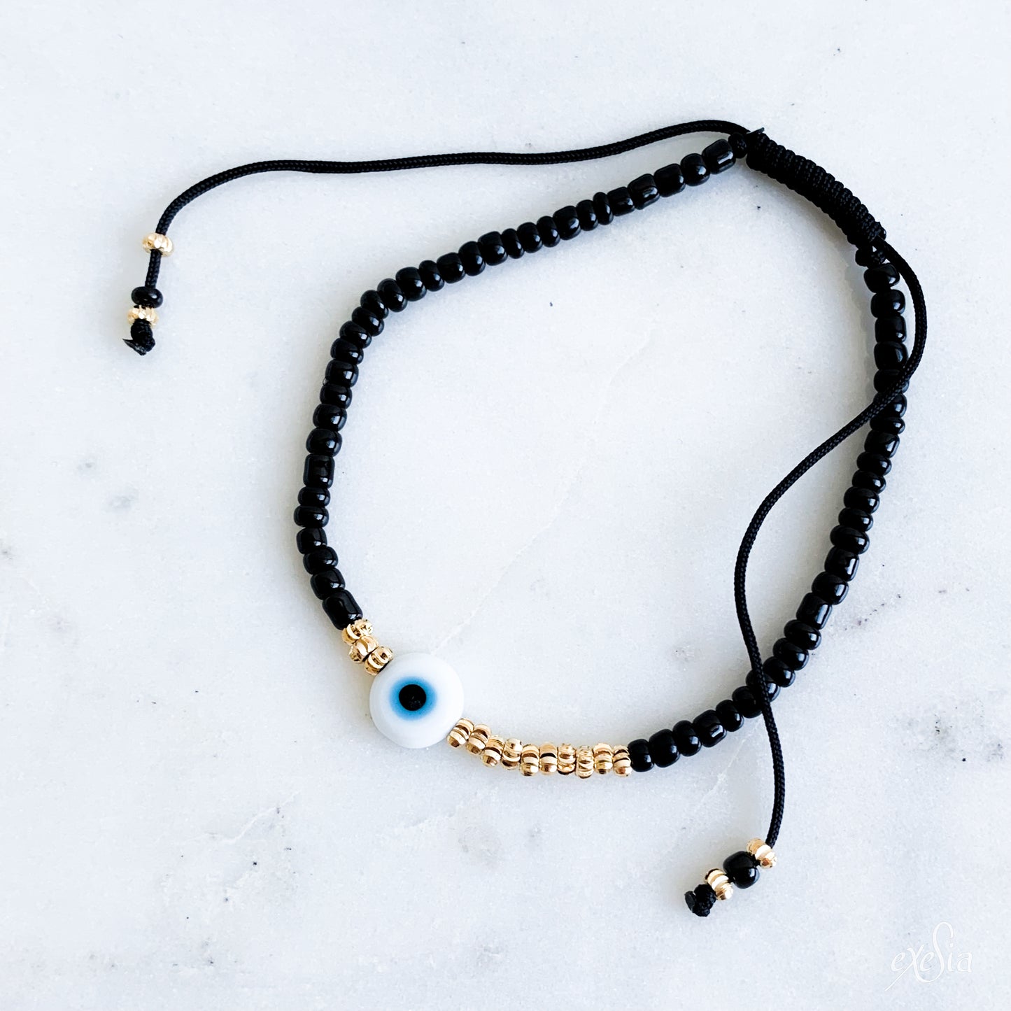 Speckled Seed Bead Mati Bracelet in Black/White