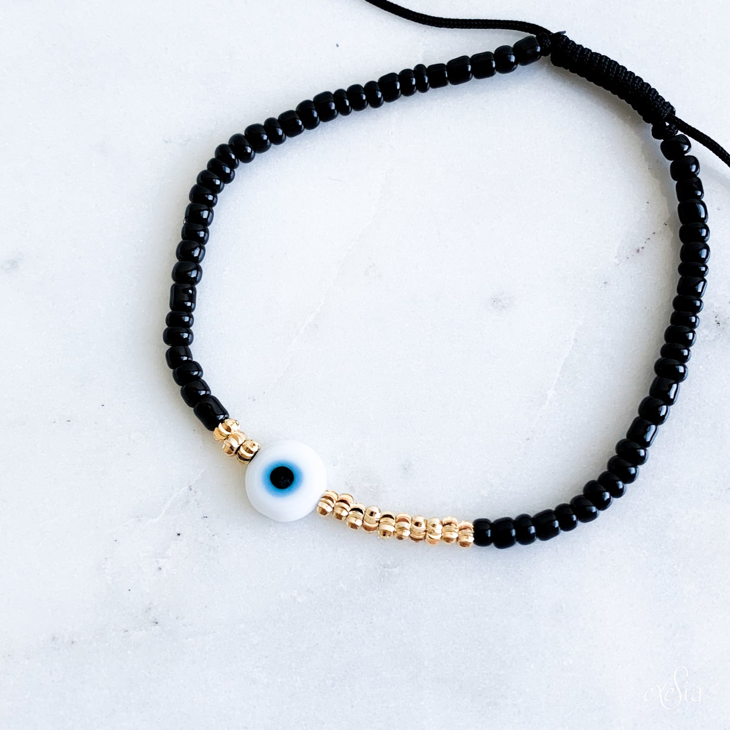 Speckled Seed Bead Mati Bracelet in Black/White