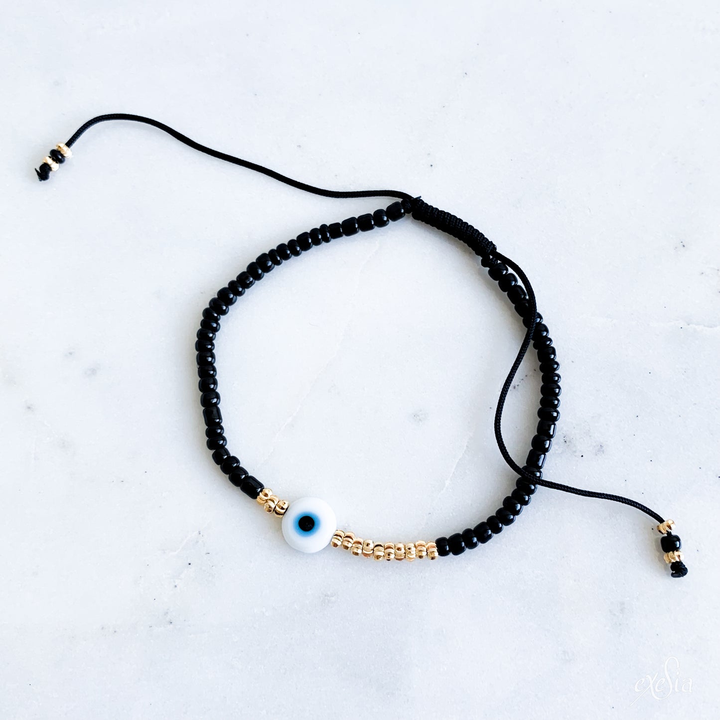 Speckled Seed Bead Mati Bracelet in Black/White