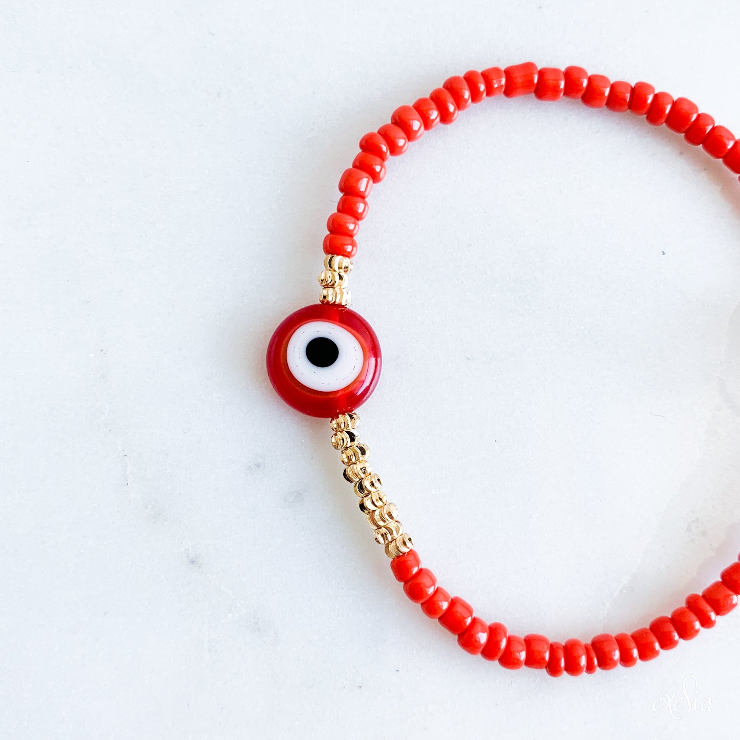 Speckled Seed Bead Mati Bracelet in Red