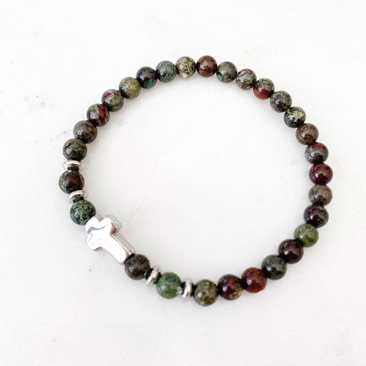 Aries Steel Cross Gemstone Bracelet