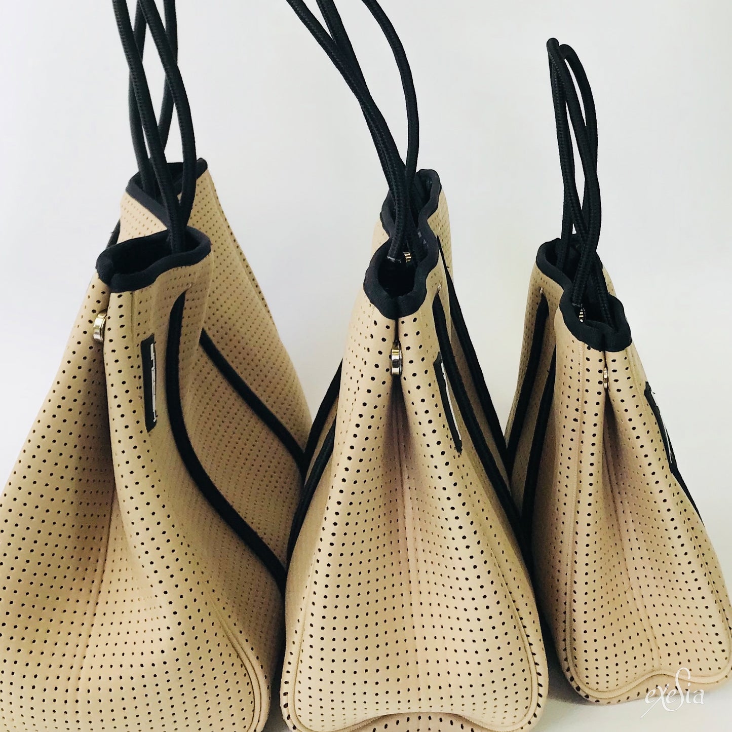 Large Beige Neoprene Tote Bag