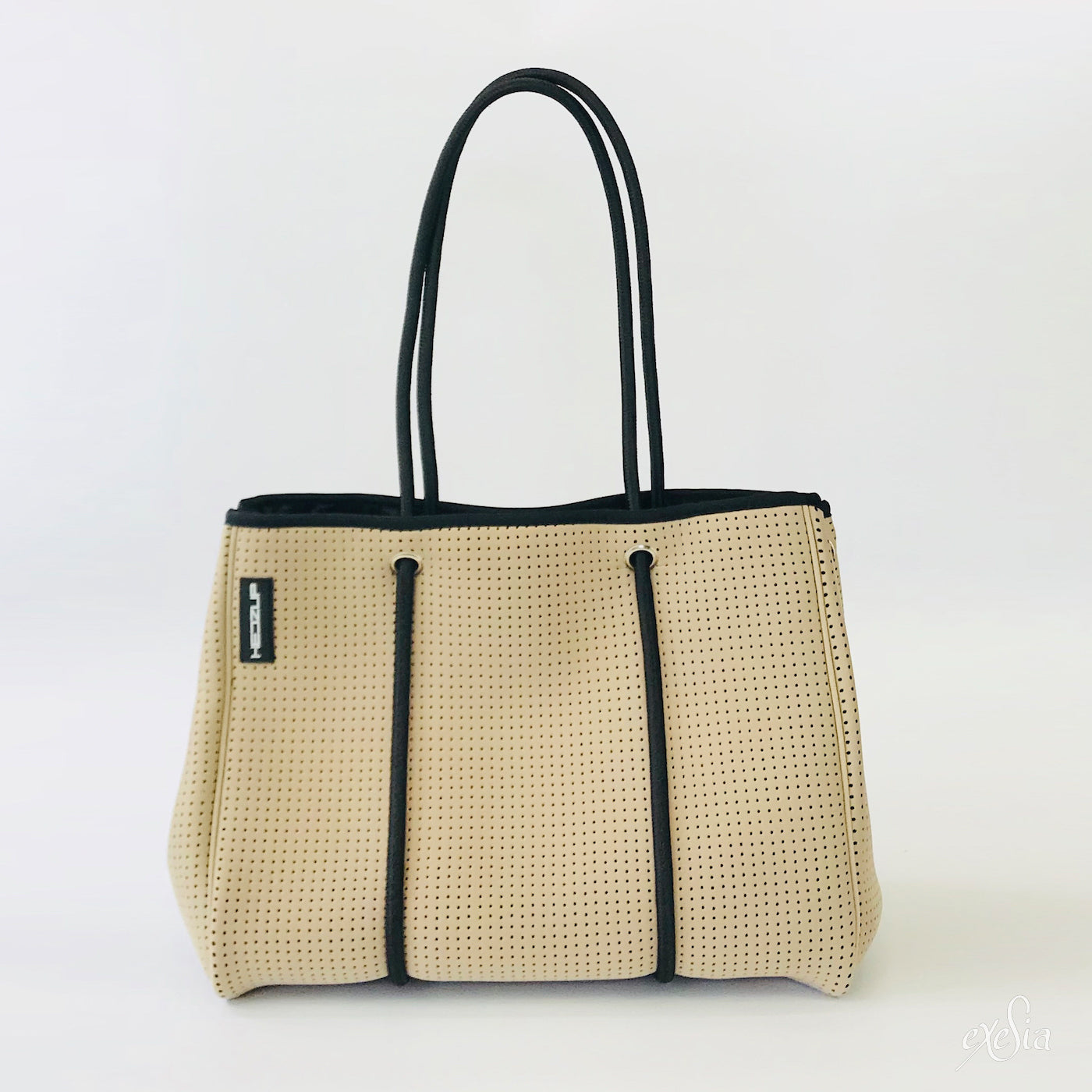 Large Beige Neoprene Tote Bag
