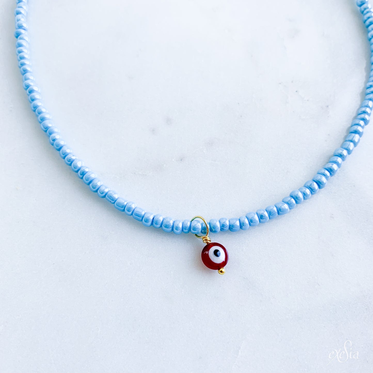 Blue Summer Seed Bead Choker