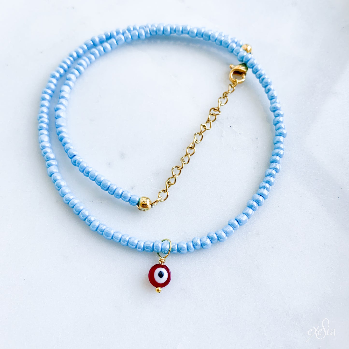 Blue Summer Seed Bead Choker