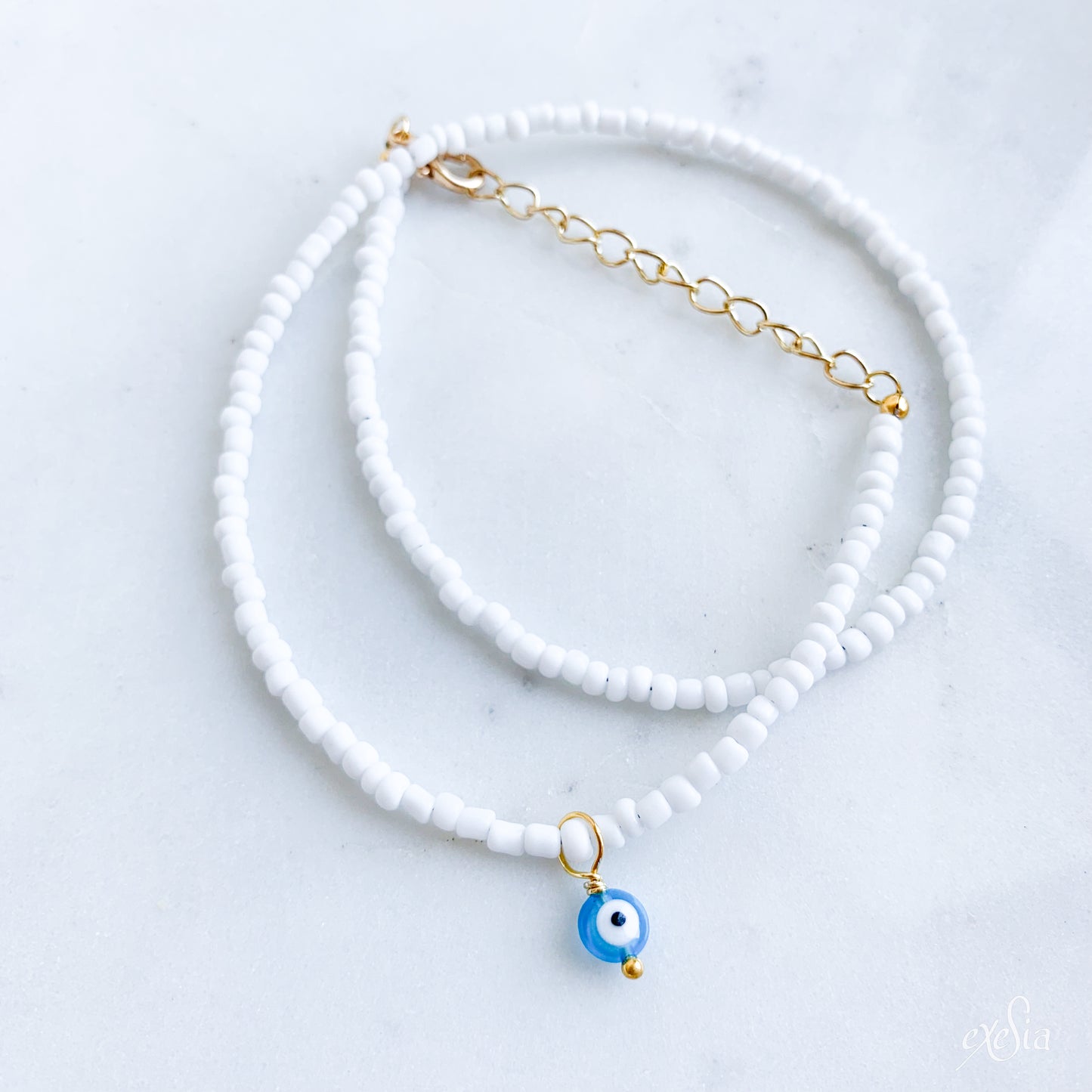 White Summer Seed Bead Choker