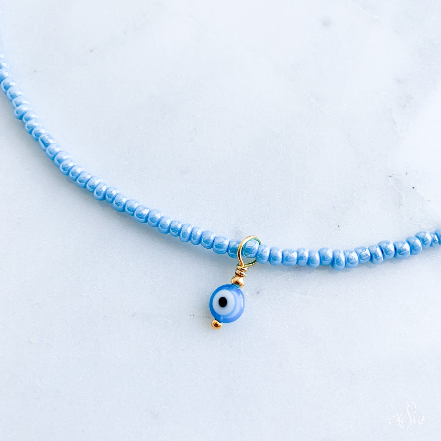 Blue Summer Seed Bead Choker