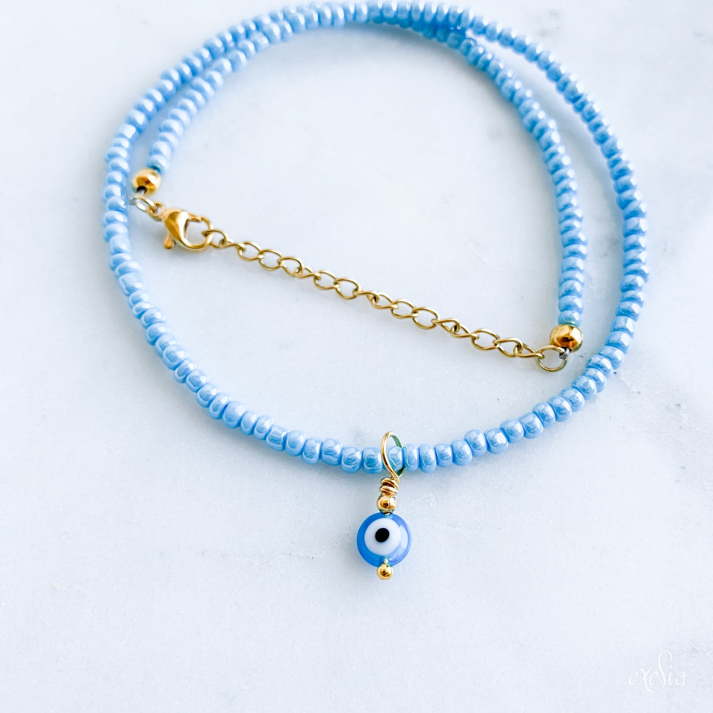 Blue Summer Seed Bead Choker