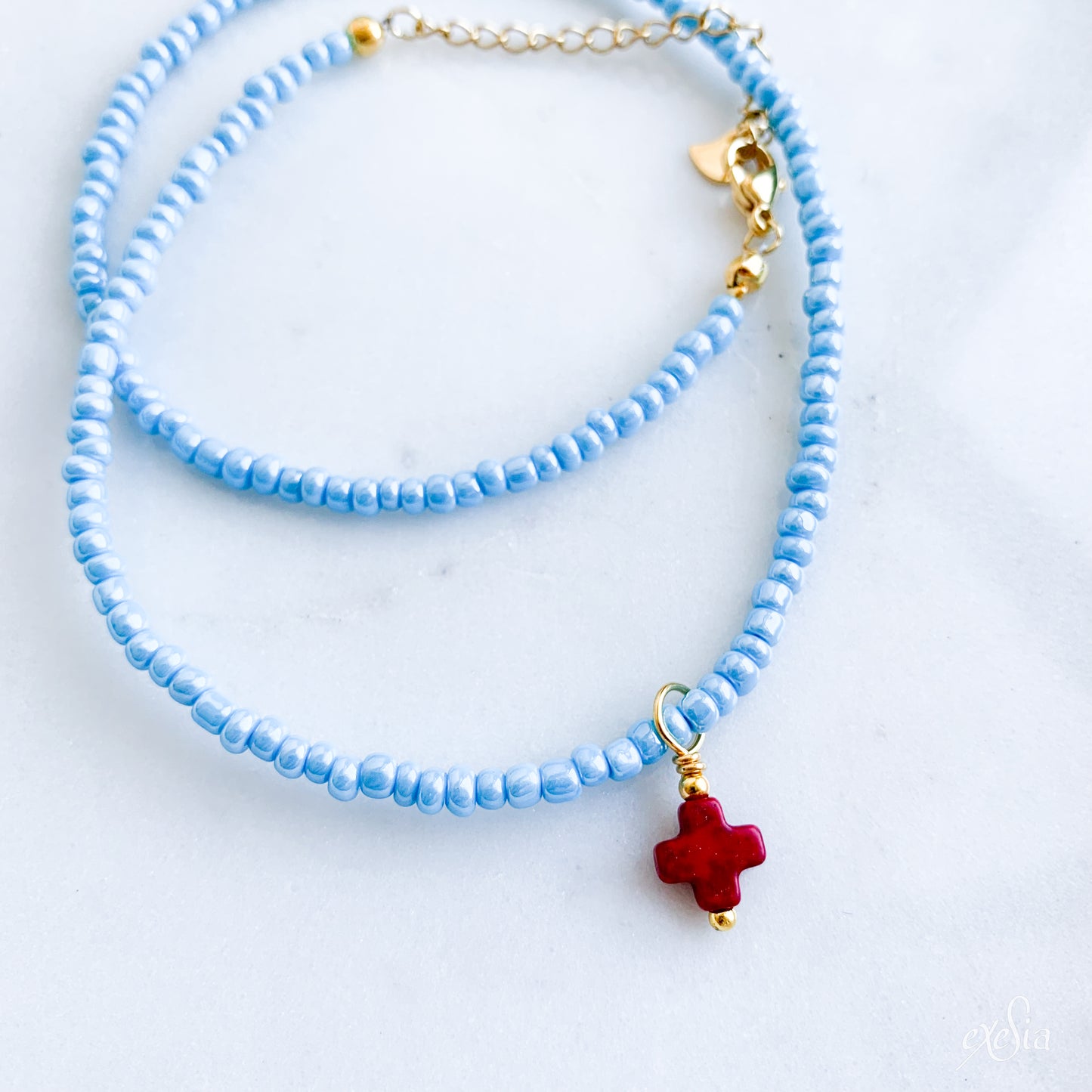 Blue Summer Seed Bead Choker