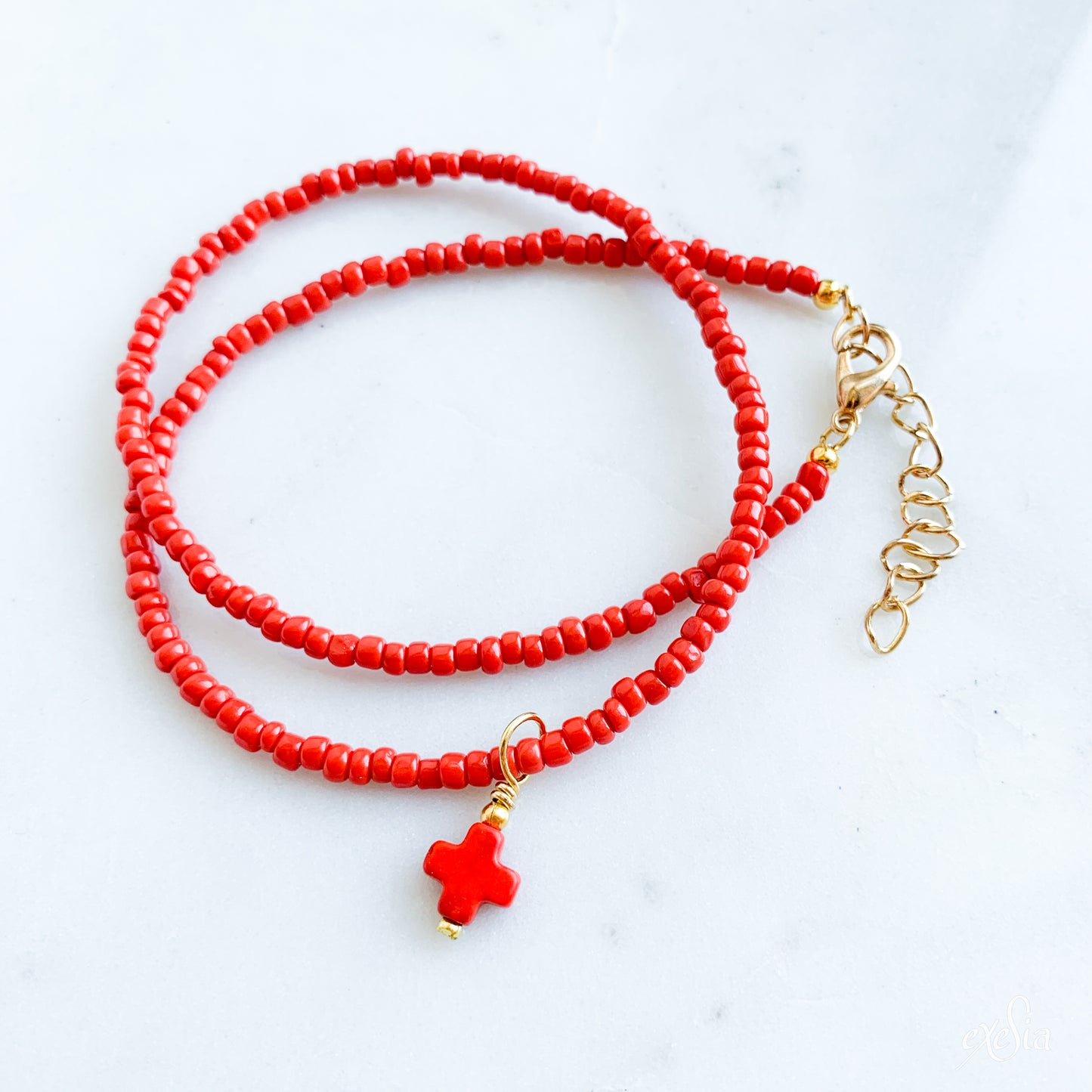Red Summer Seed Bead Choker