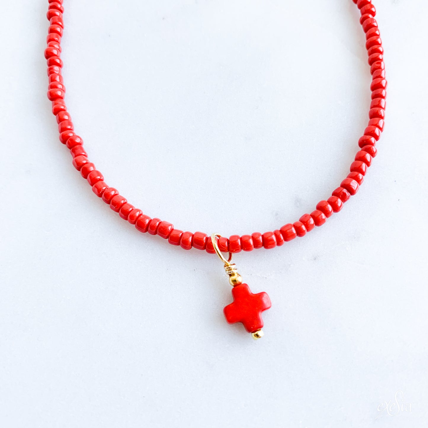 Red Summer Seed Bead Choker