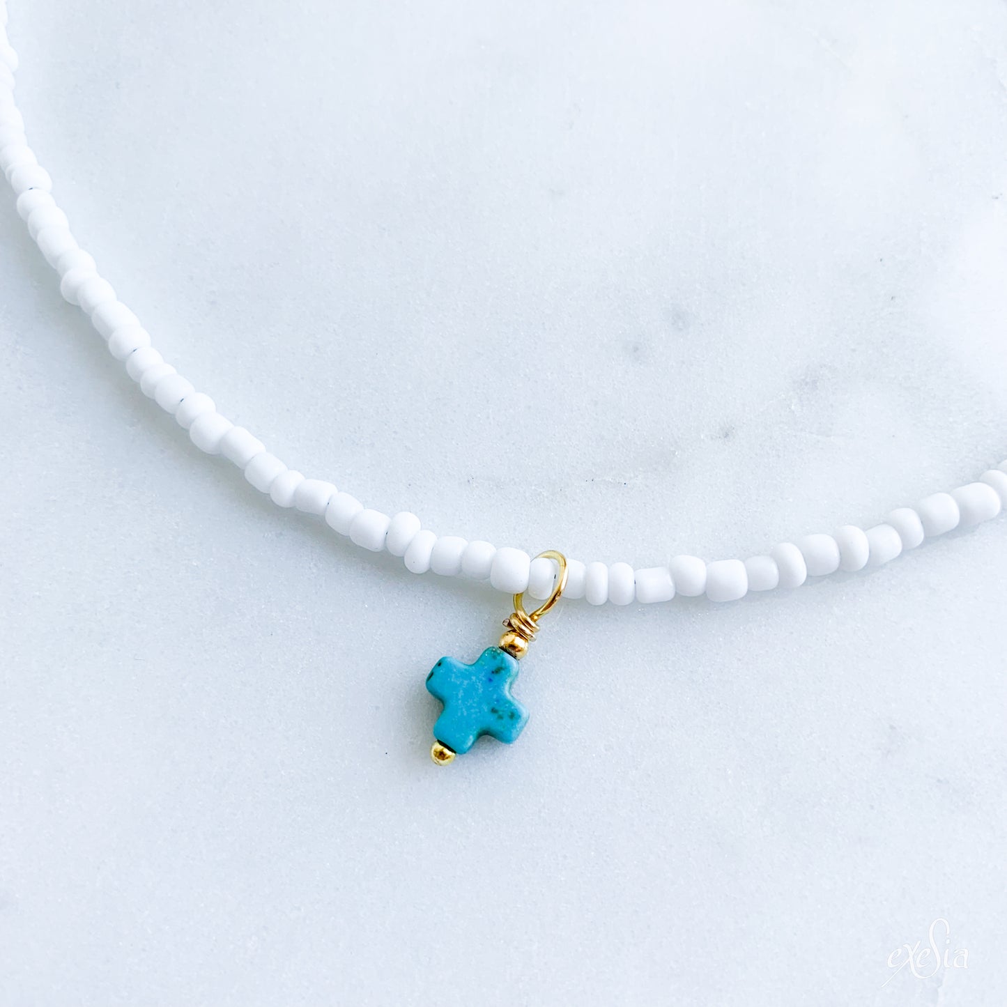 Summer Seed Bead Cross Choker