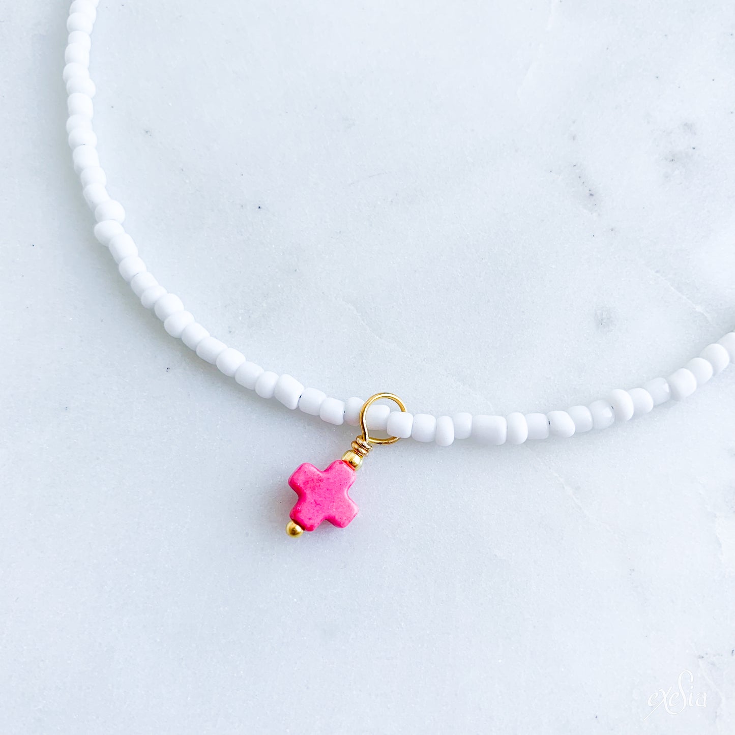 Summer Seed Bead Cross Choker