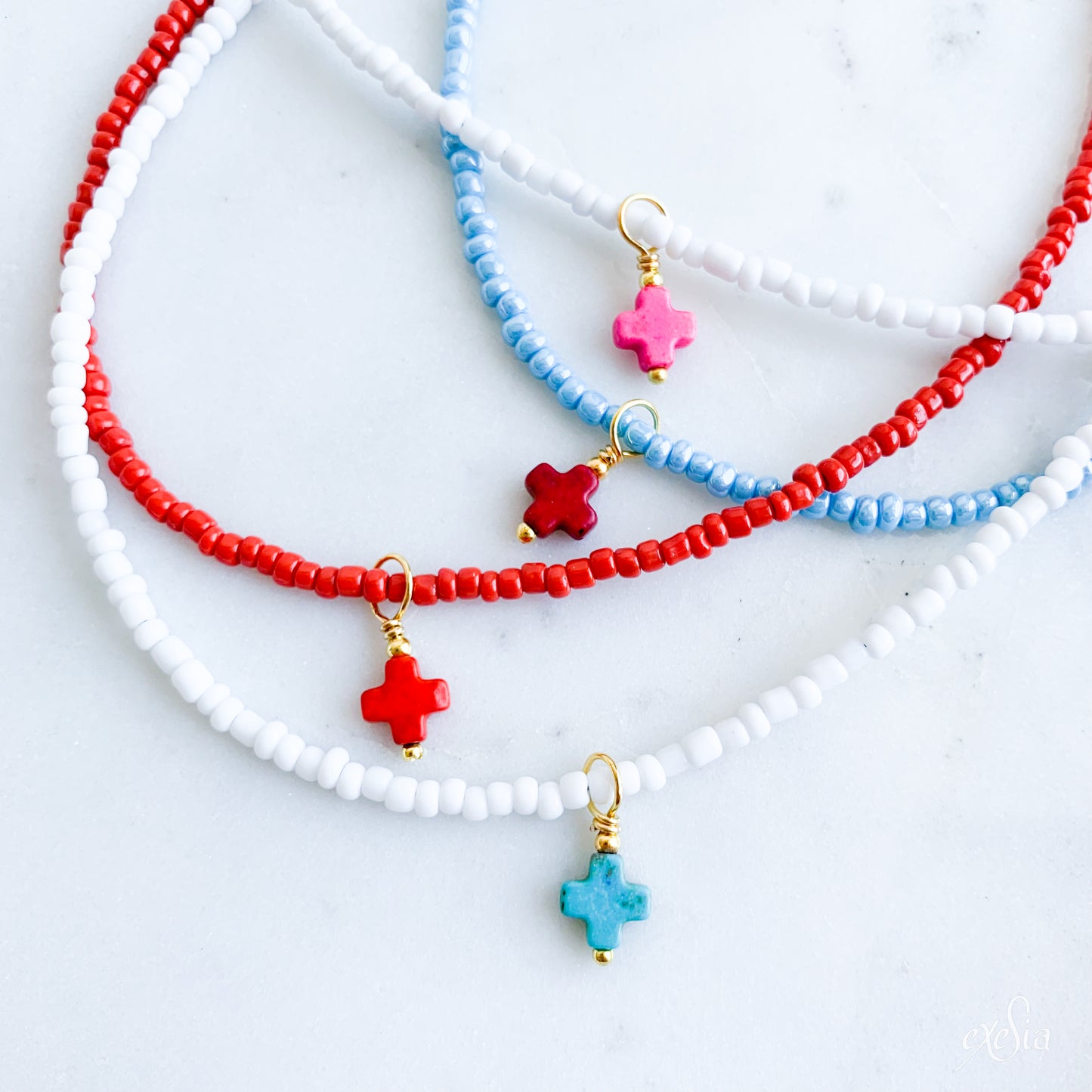 Blue Summer Seed Bead Choker