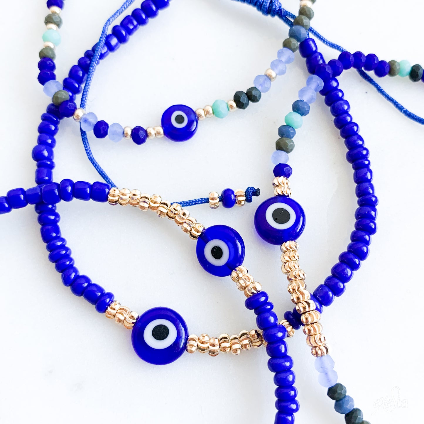 Golden Seed Bead Mati Bracelet in Navy
