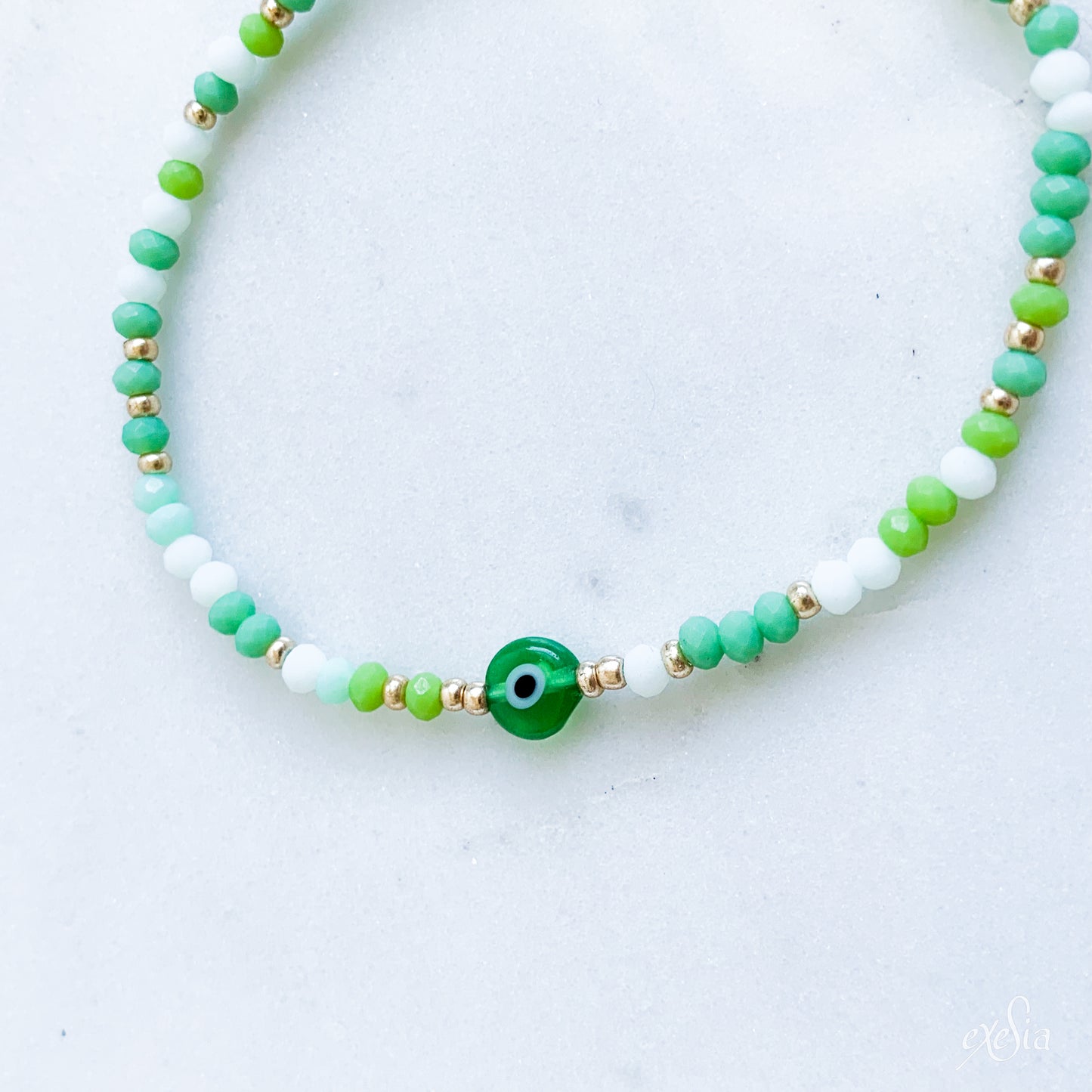 Speckled Seed Bead Mati Bracelet in Green