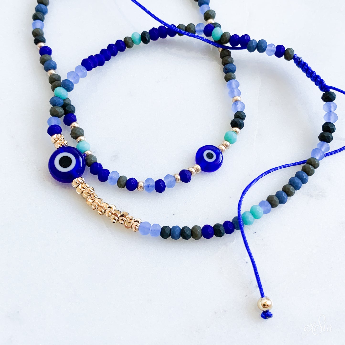 Speckled Seed Bead Mati Bracelet in Navy