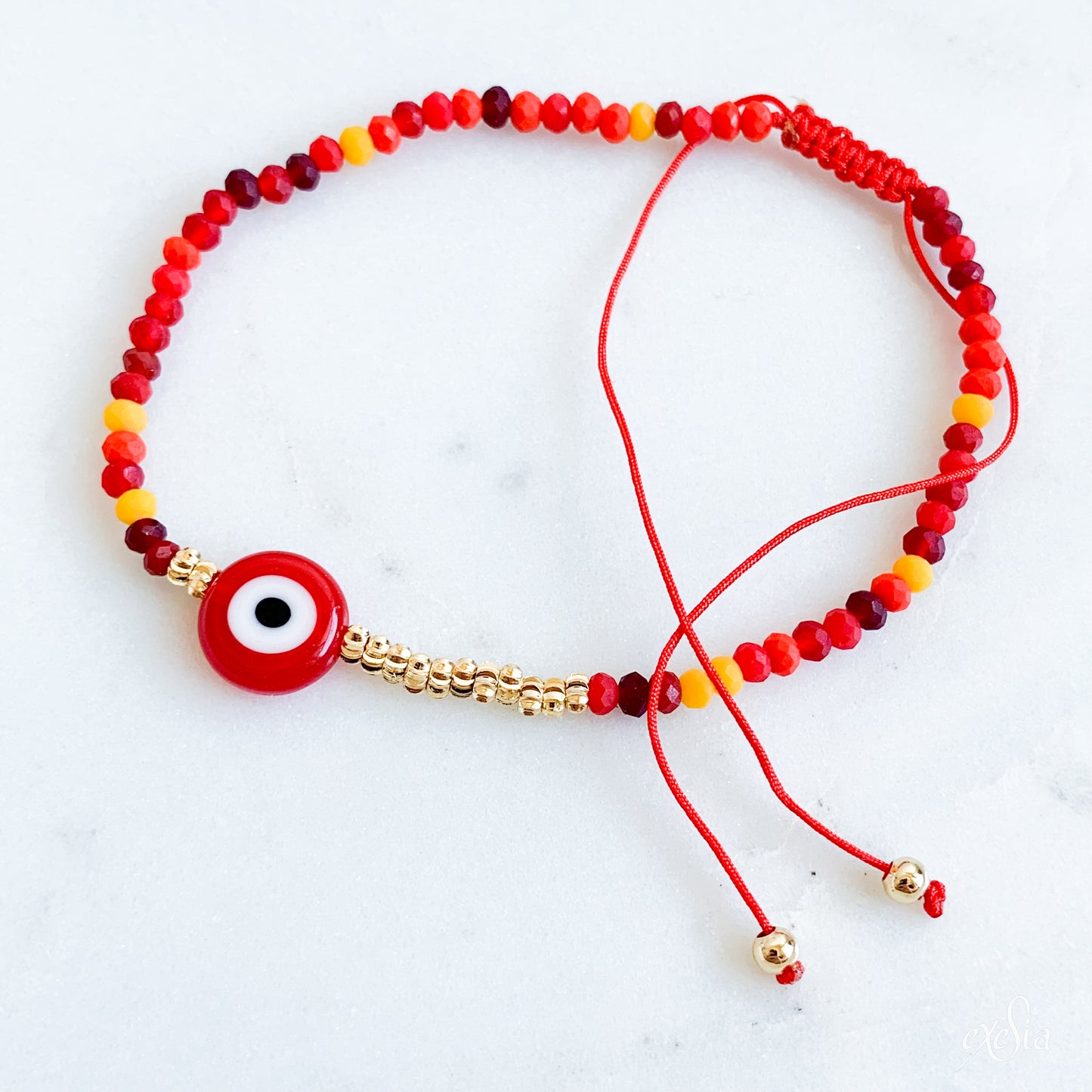 Speckled Seed Bead Mati Bracelet in Red