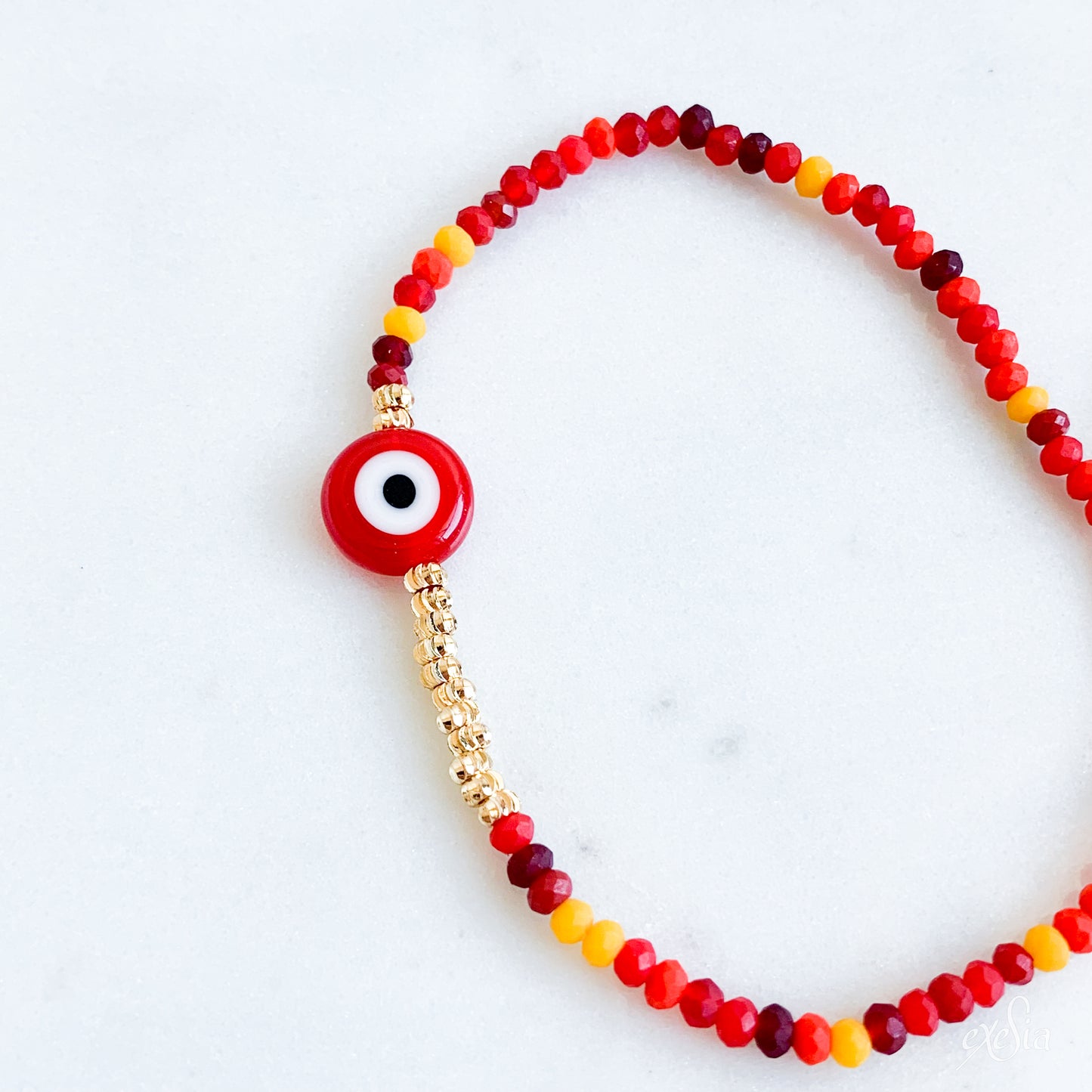 Speckled Seed Bead Mati Bracelet in Red
