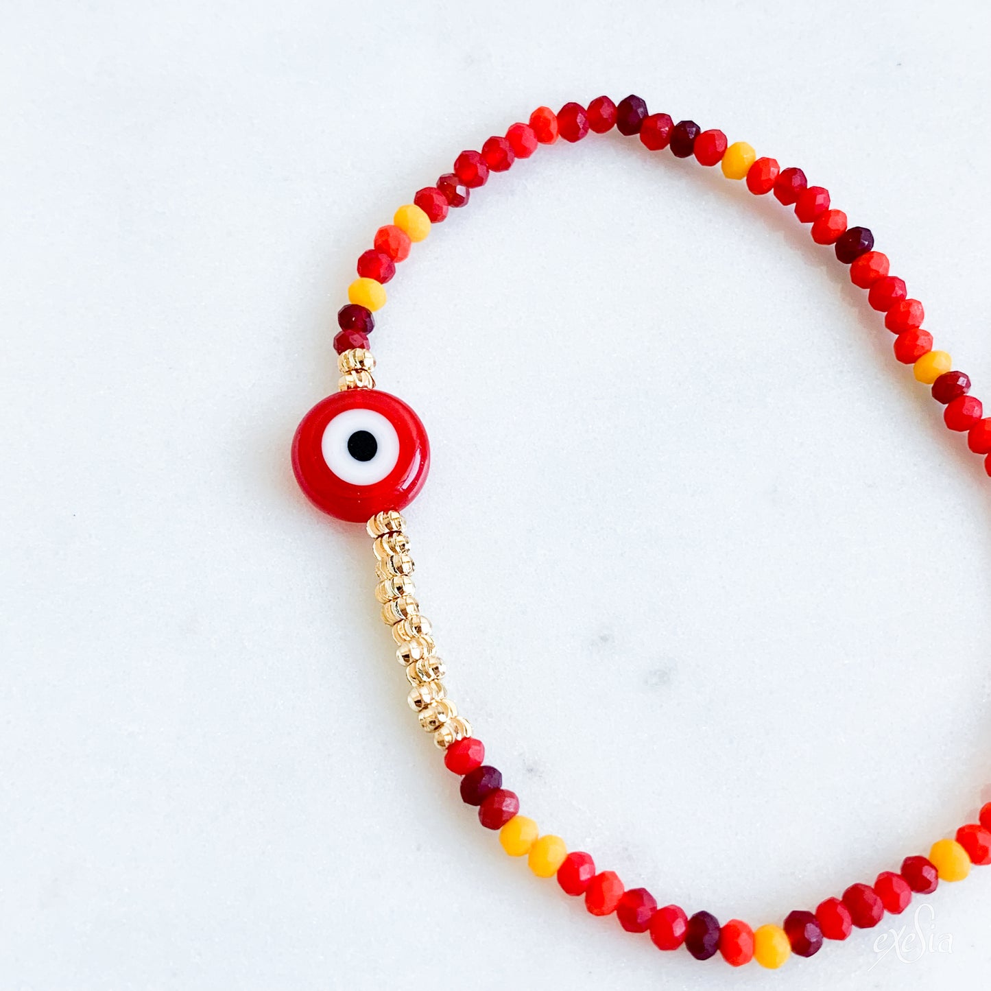 Speckled Seed Bead Mati Bracelet in Red
