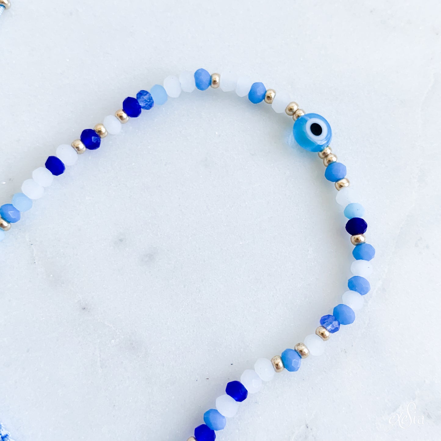 Speckled Seed Bead Mati Bracelet in Blue