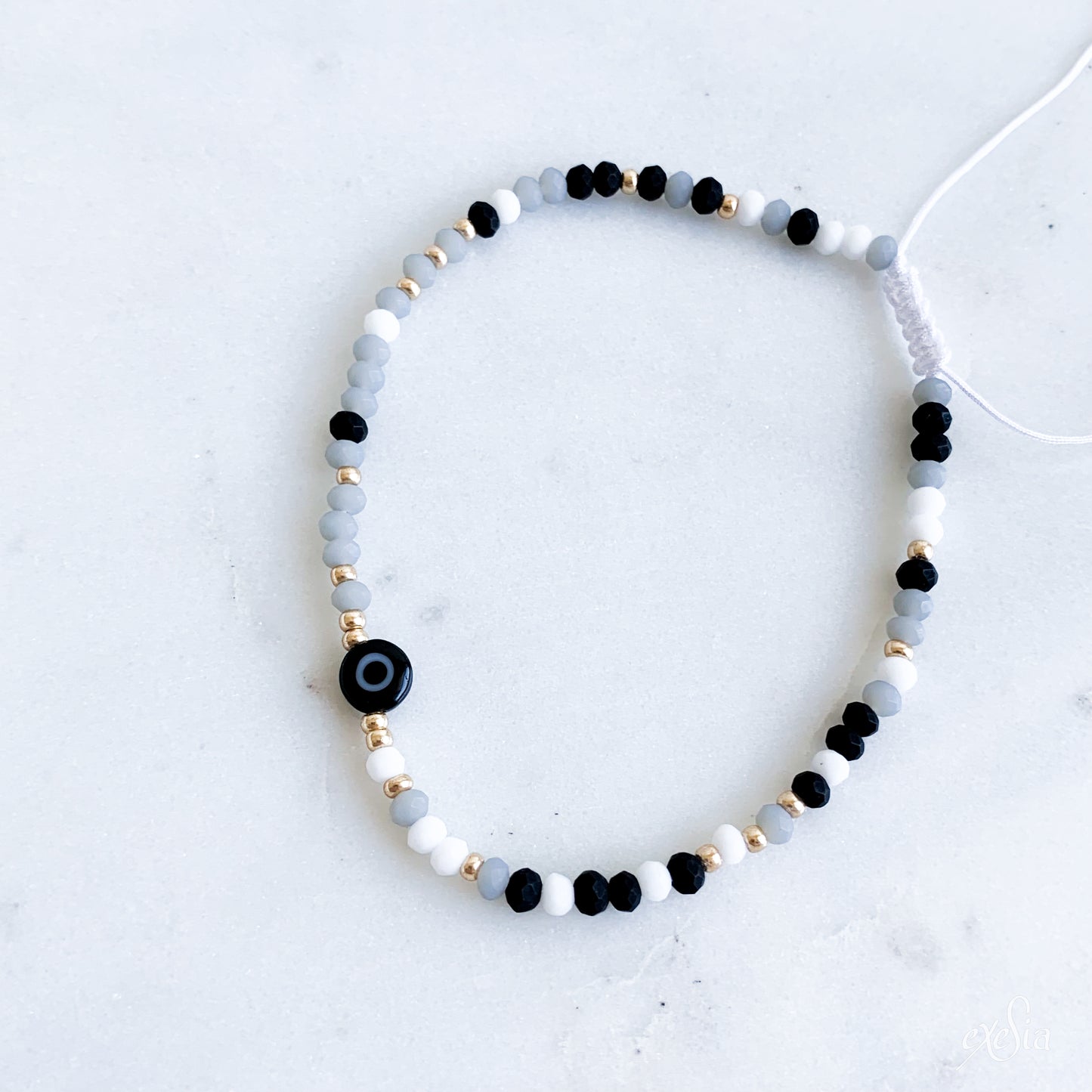 Speckled Seed Bead Mati Bracelet in Black/White