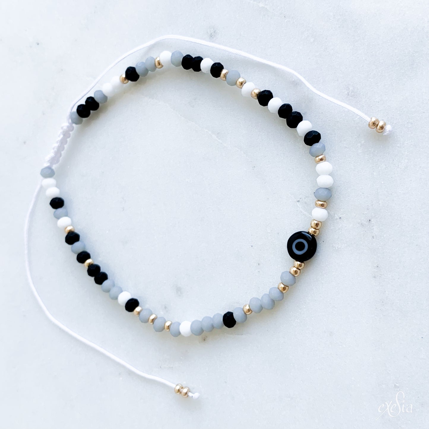 Speckled Seed Bead Mati Bracelet in Black/White