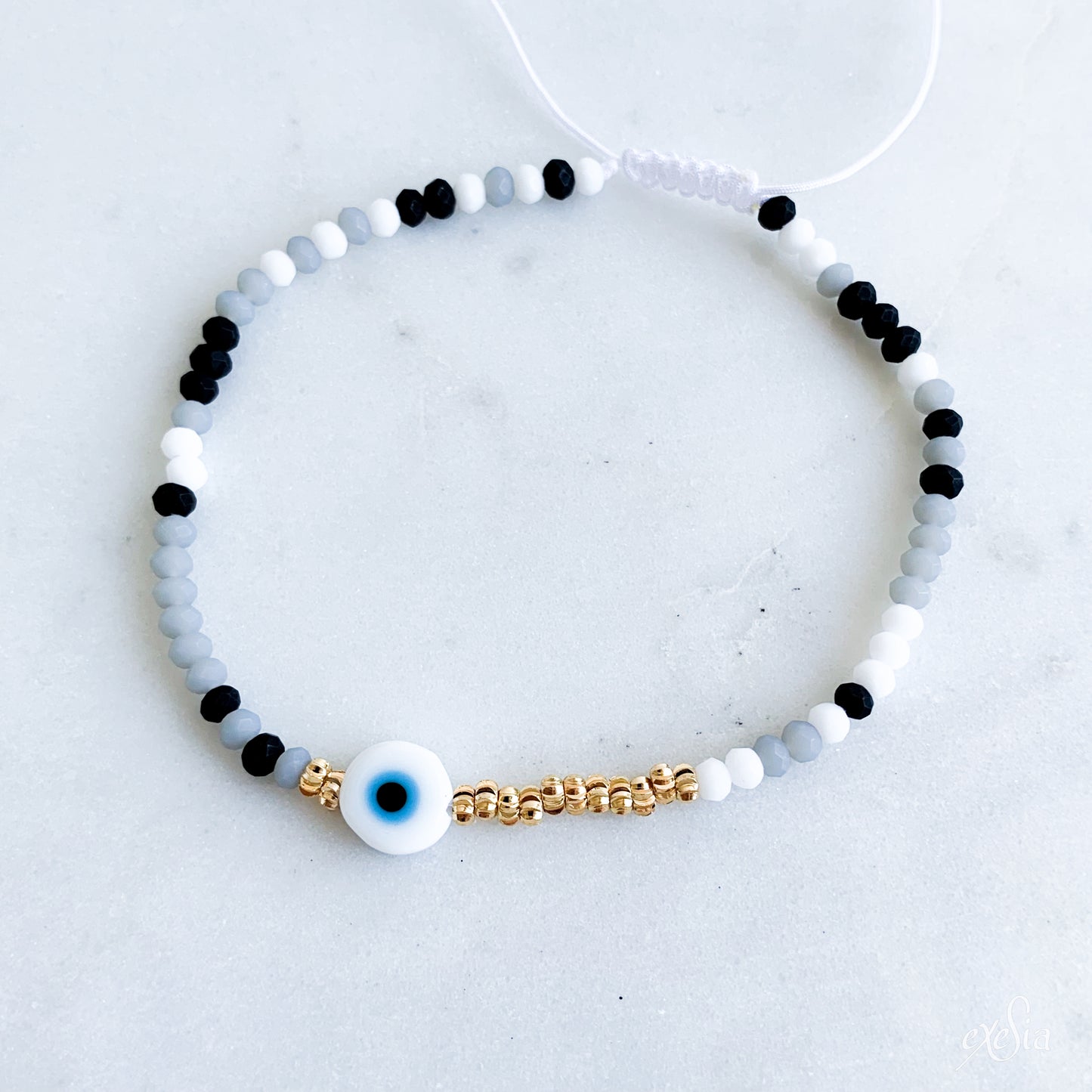 Speckled Seed Bead Mati Bracelet in Black/White