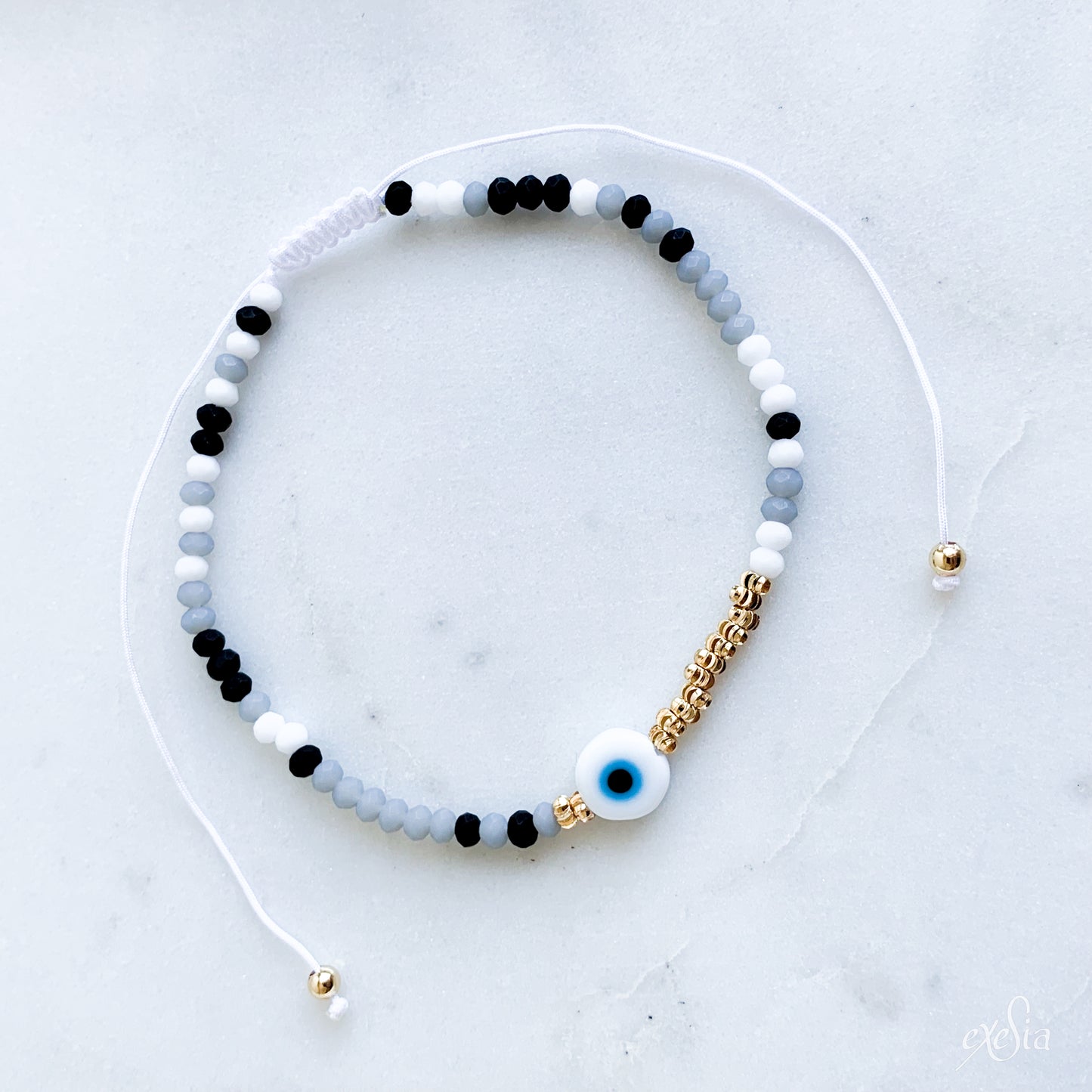 Speckled Seed Bead Mati Bracelet in Black/White