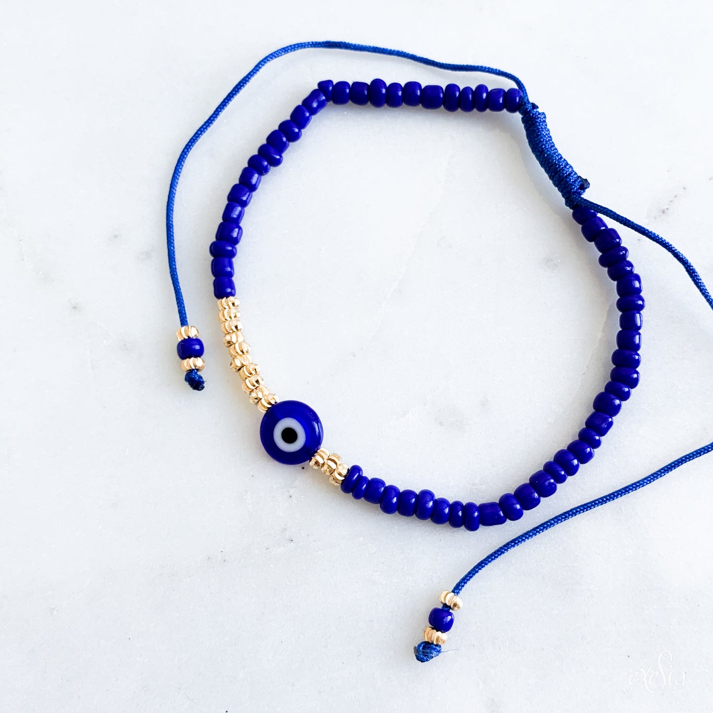 Golden Seed Bead Mati Bracelet in Navy