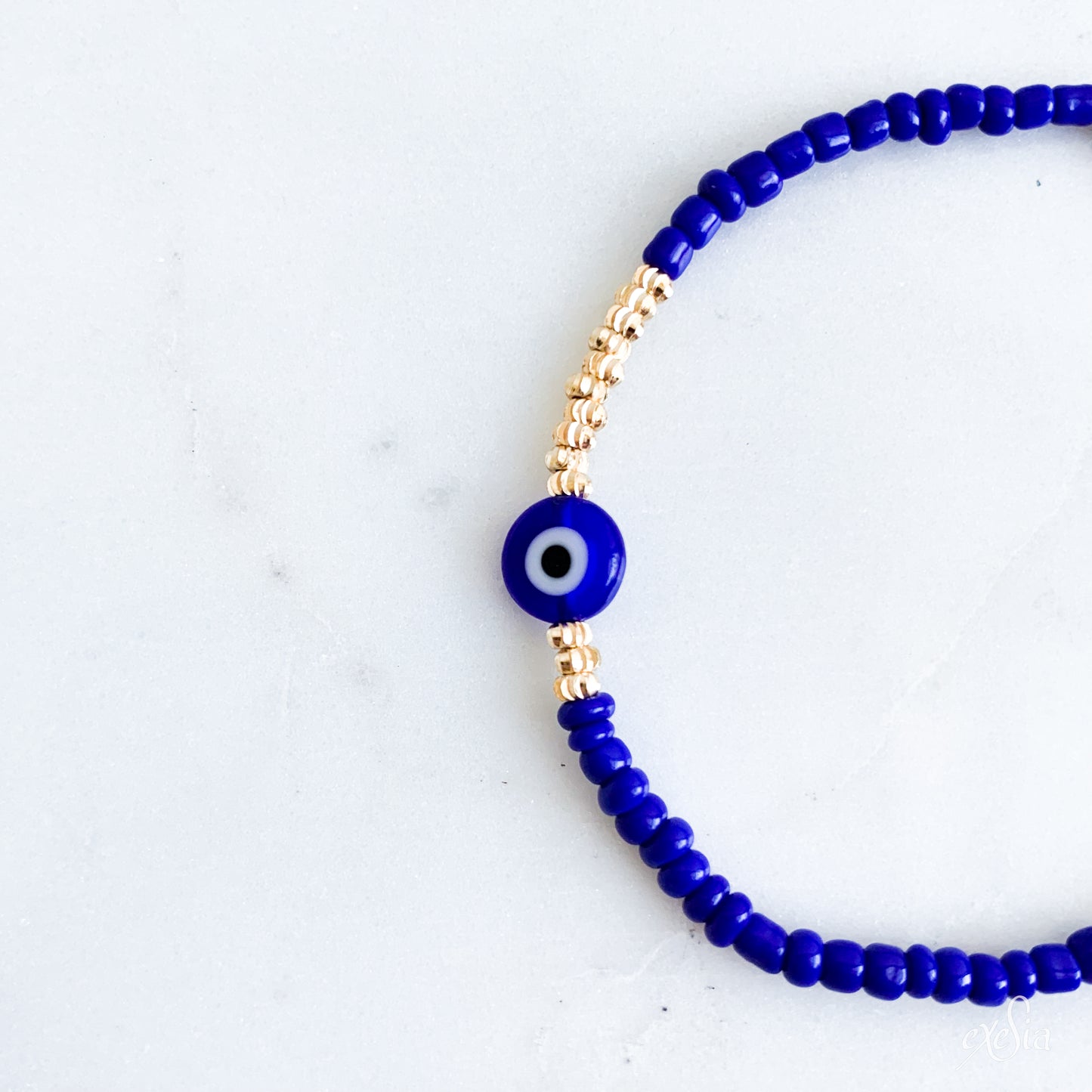 Golden Seed Bead Mati Bracelet in Navy