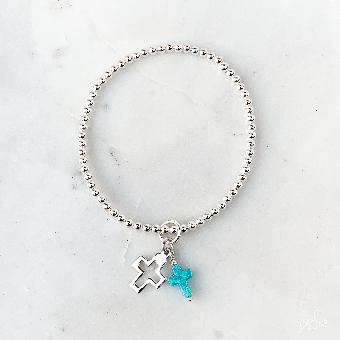 Cut-out Double Cross Charm Bracelet