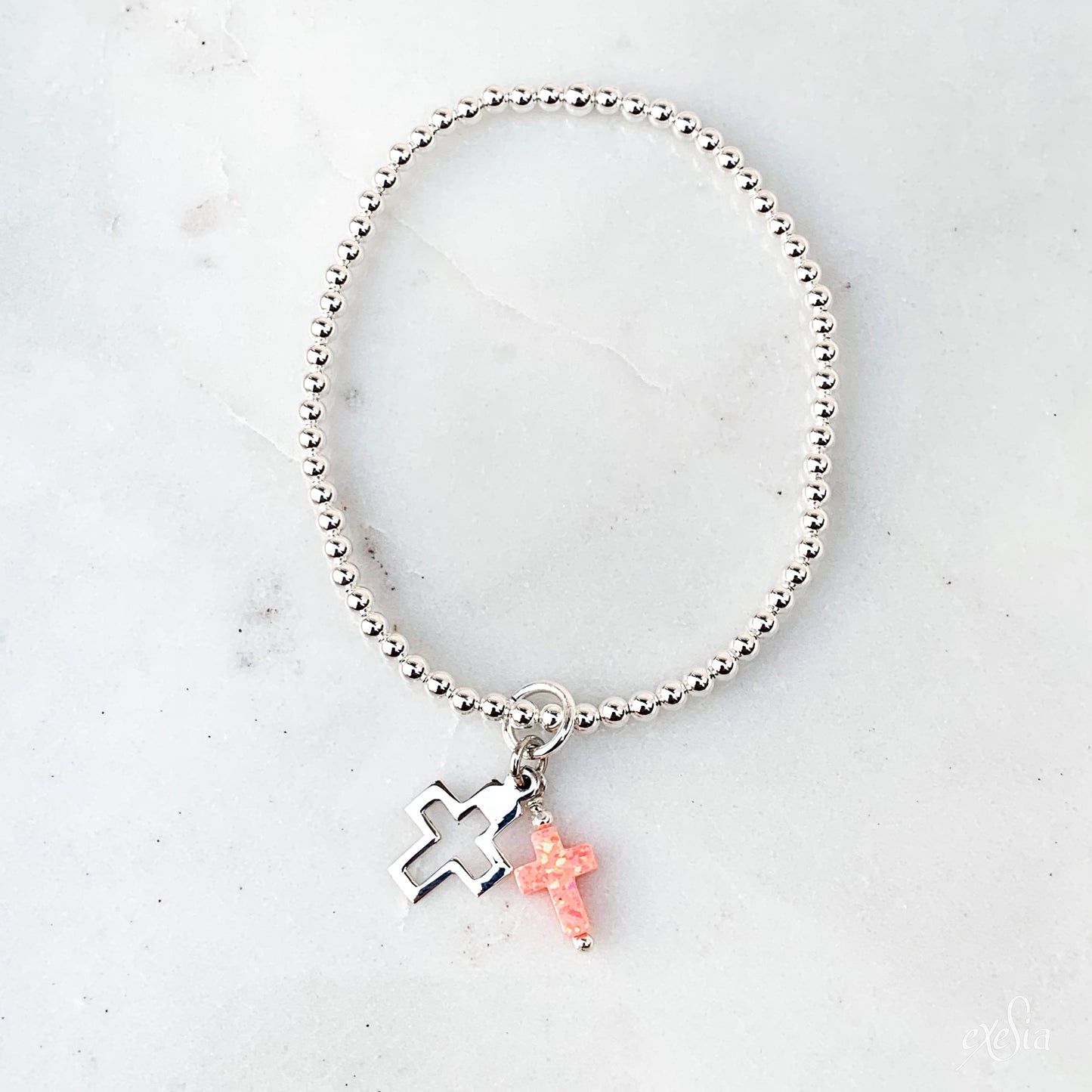 Cut-out Double Cross Charm Bracelet