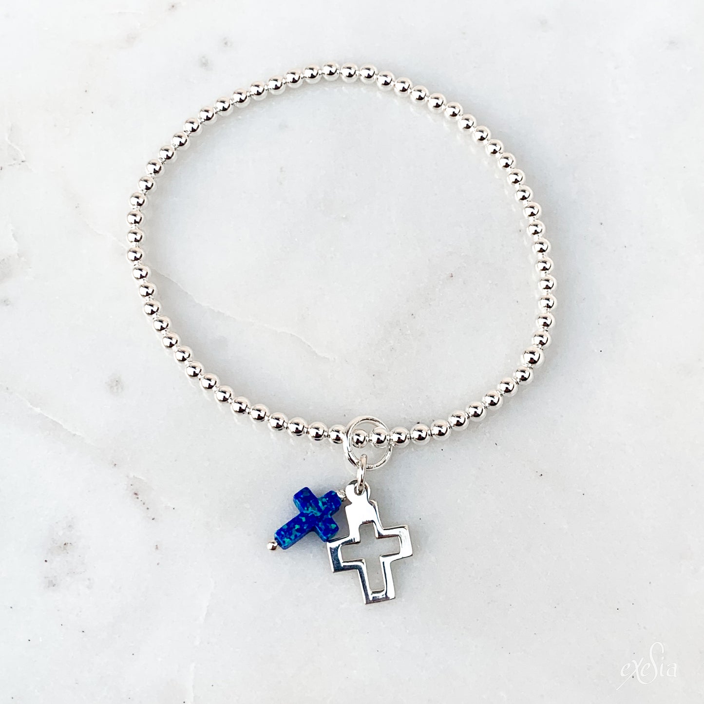 Cut-out Double Cross Charm Bracelet