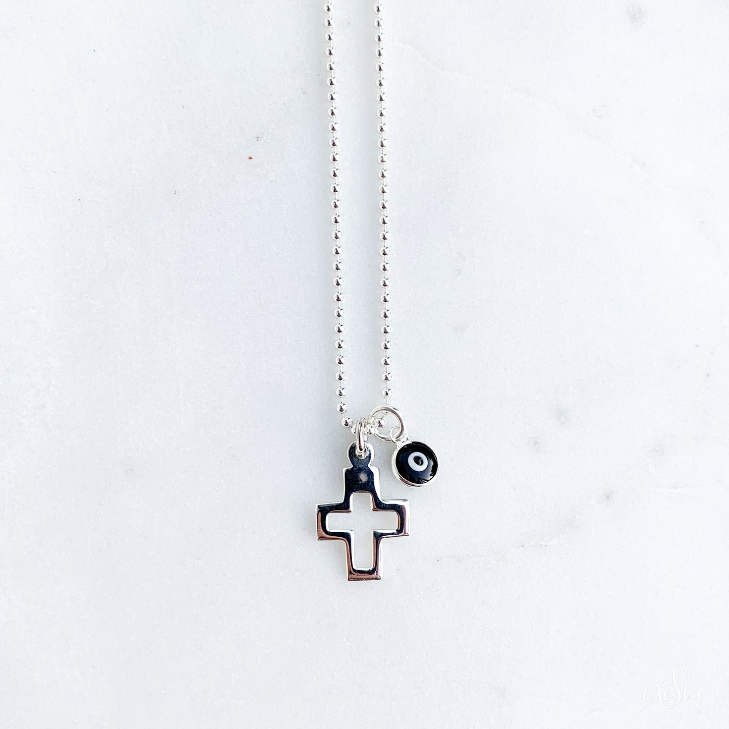 Cut Out Cross & Mini Mati Necklace