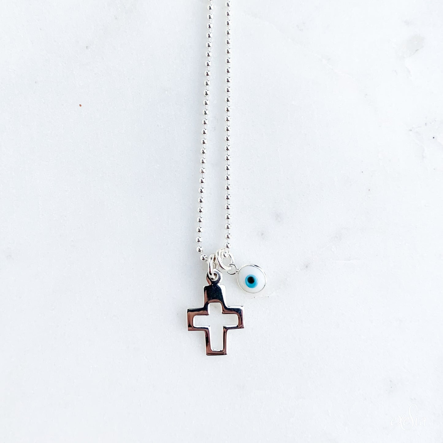 Cut Out Cross & Mini Mati Necklace