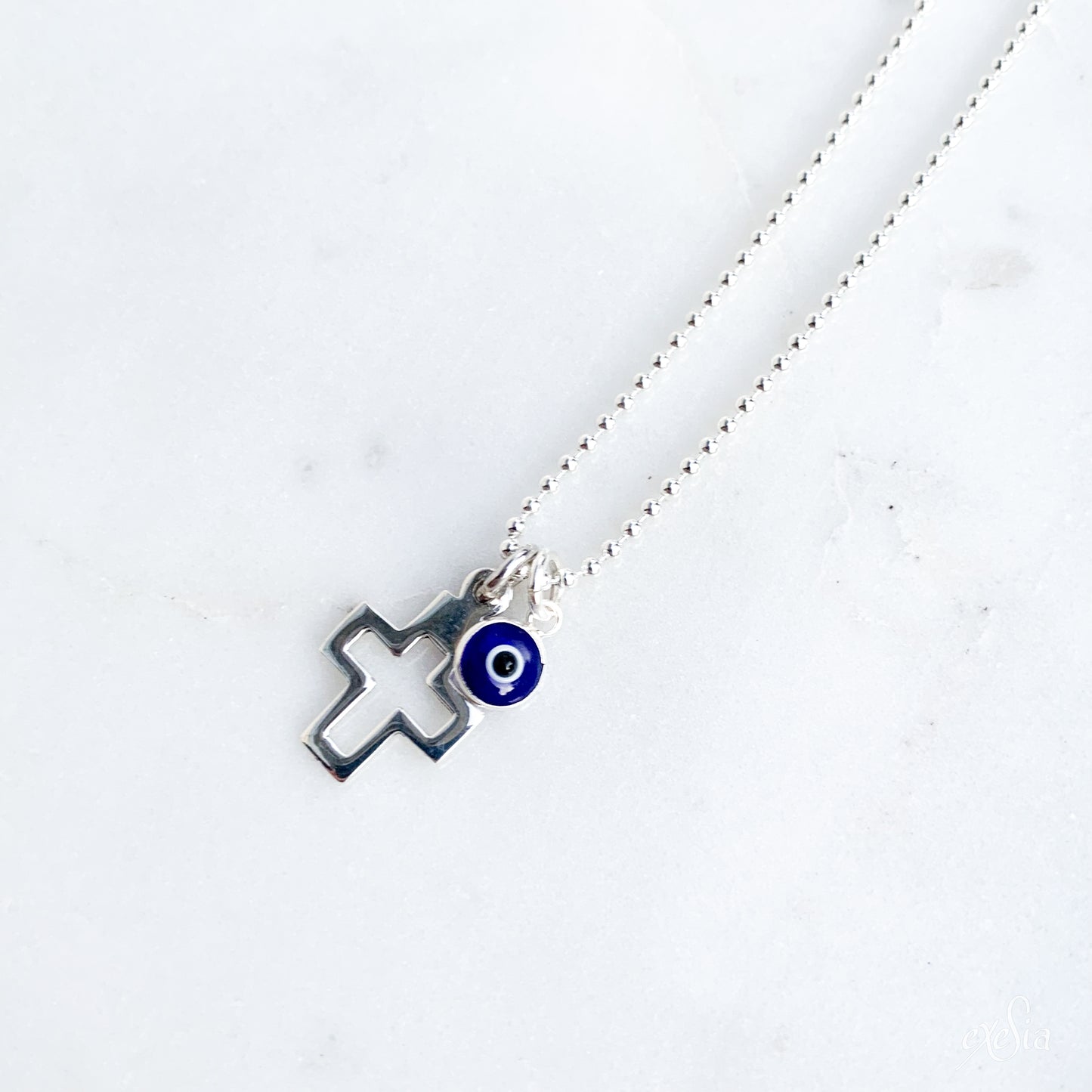 Cut Out Cross & Mini Mati Necklace