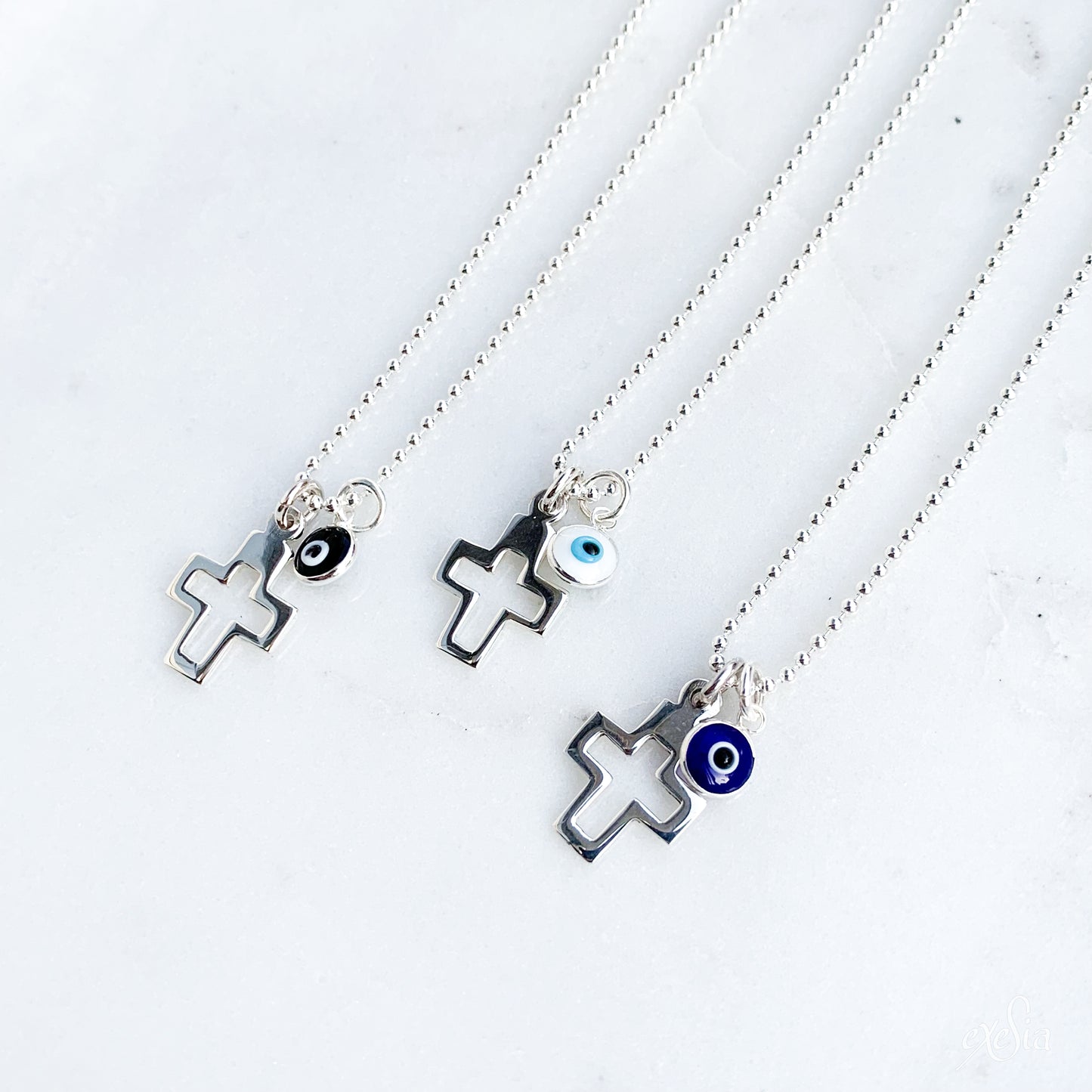 Cut Out Cross & Mini Mati Necklace