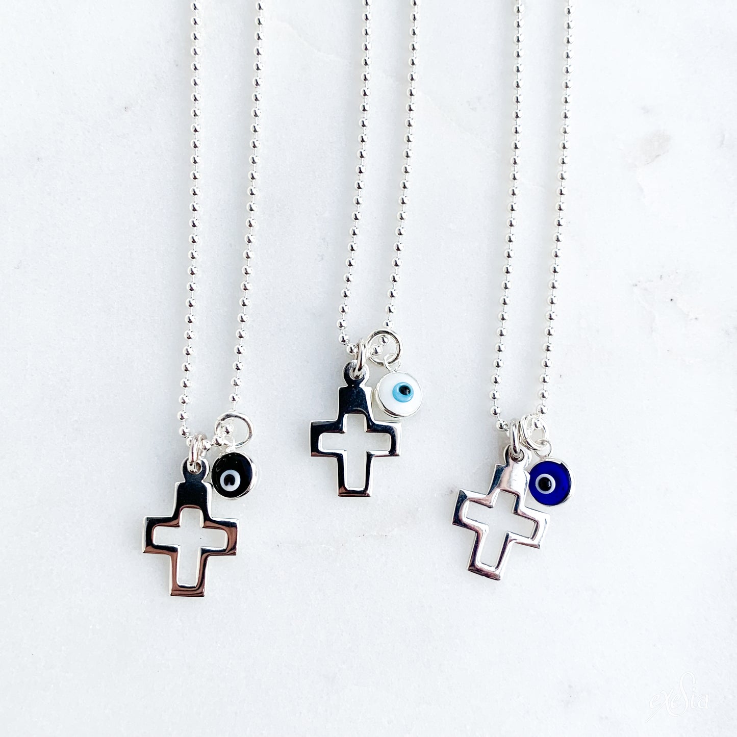 Cut Out Cross & Mini Mati Necklace