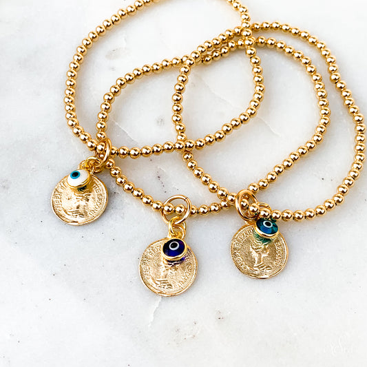 Gold Coin Mati Bracelet