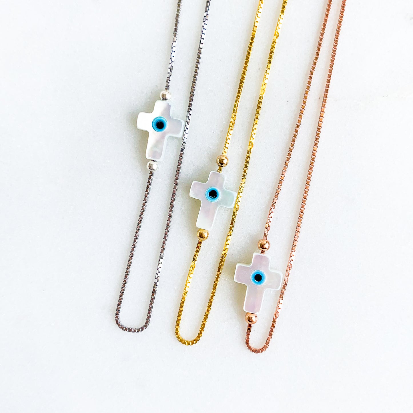 Mother of Pearl Mati Cross Slider Necklace
