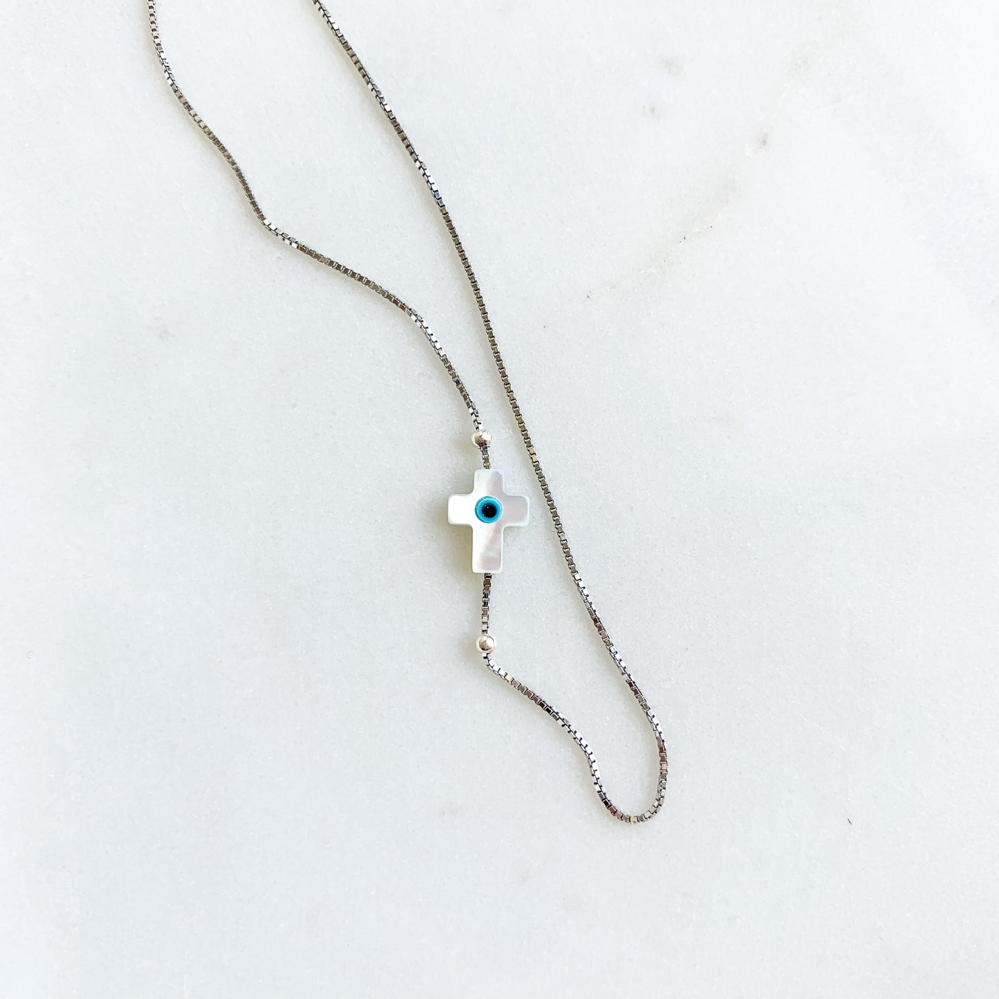 Mother of Pearl Mati Cross Slider Necklace