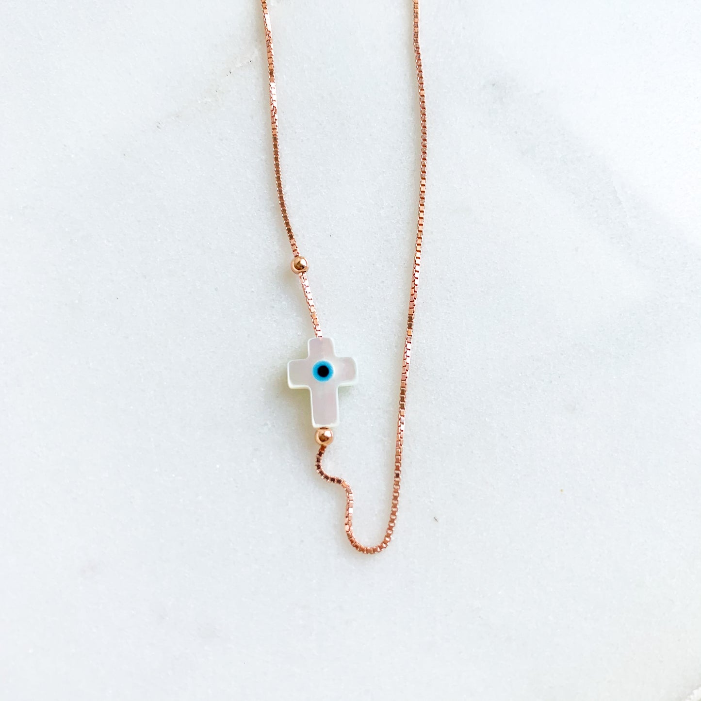 Mother of Pearl Mati Cross Slider Necklace