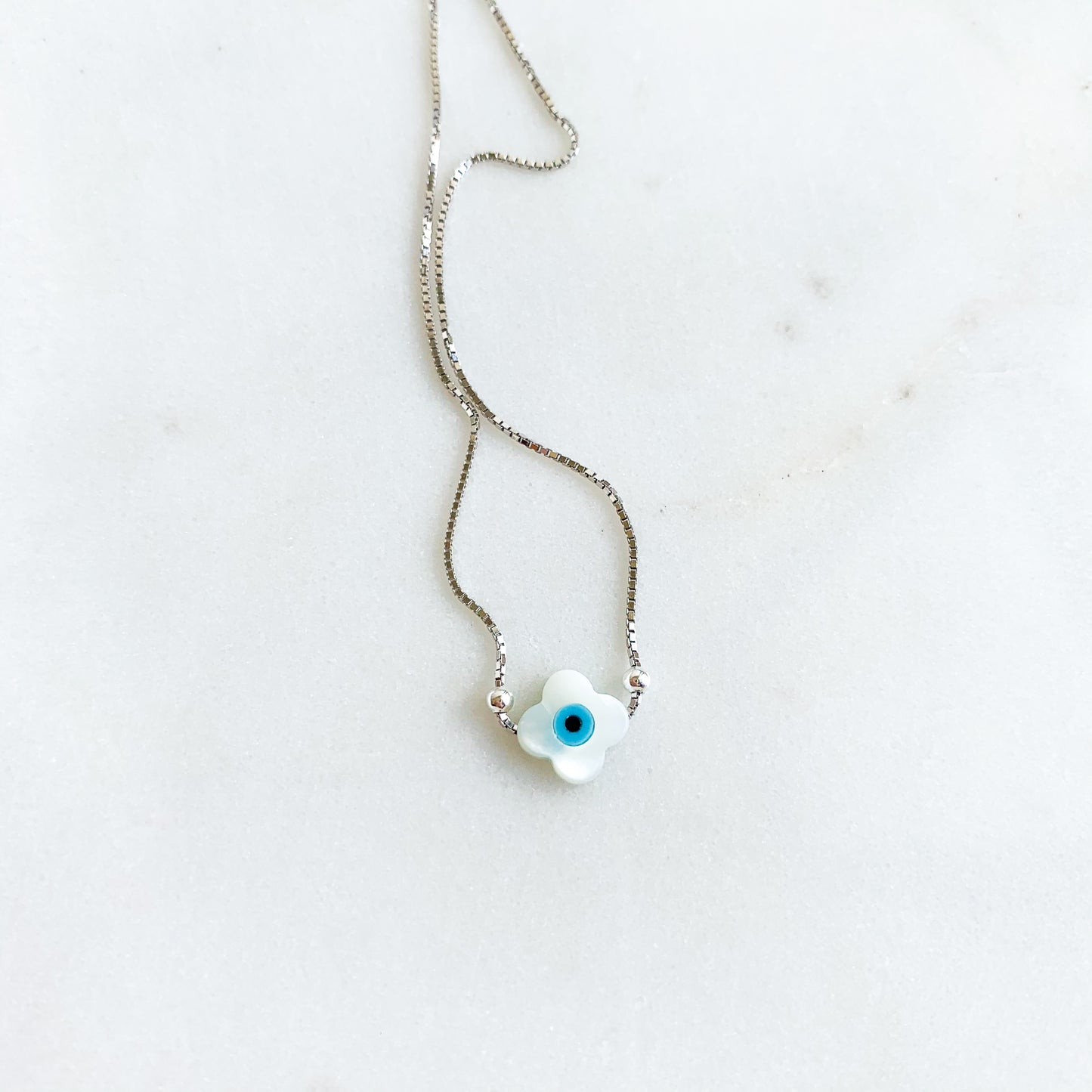 Mother of Pearl Clover Mati Slider Necklace
