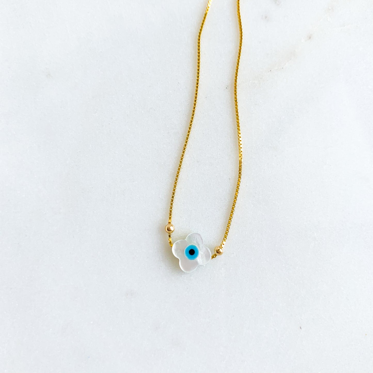Mother of Pearl Clover Mati Slider Necklace