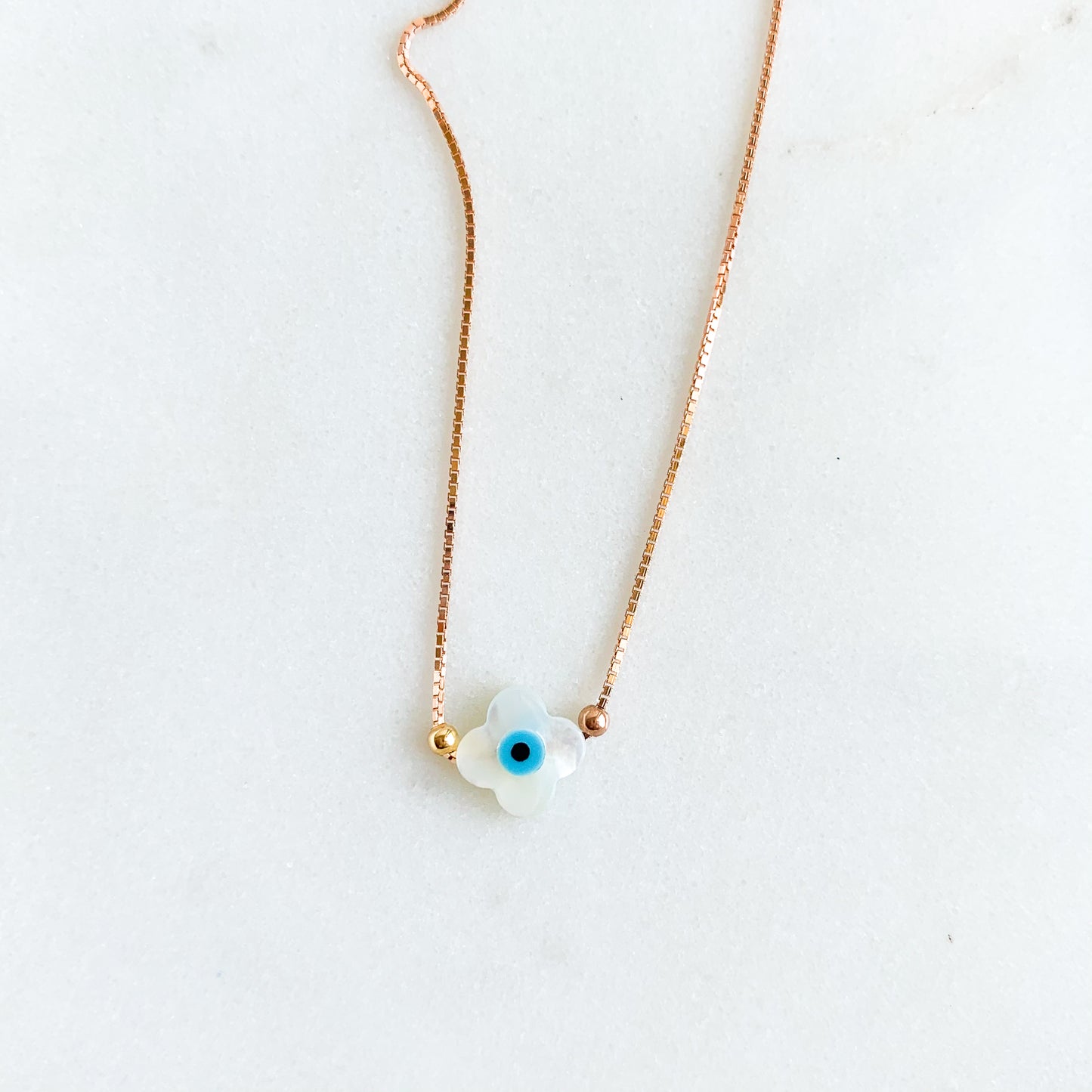 Mother of Pearl Clover Mati Slider Necklace