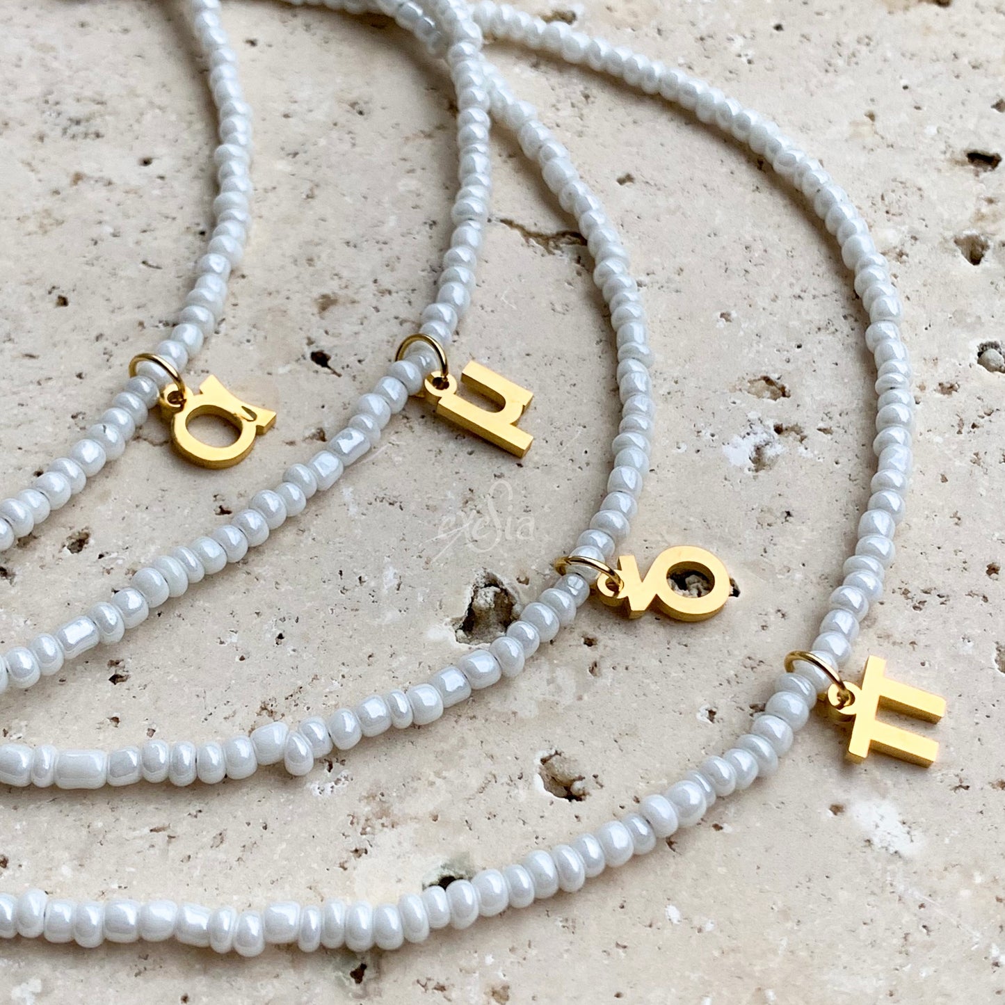 Greek Initial Seed Bead Necklaces