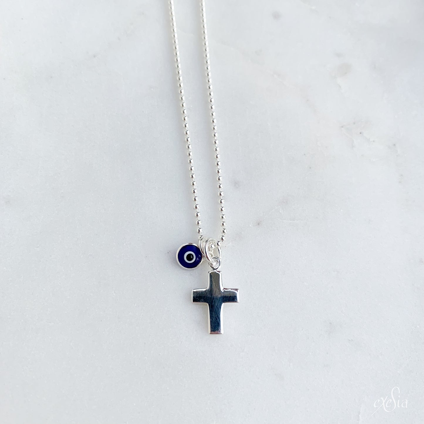 Kids Sterling Silver Mati-Cross Necklace