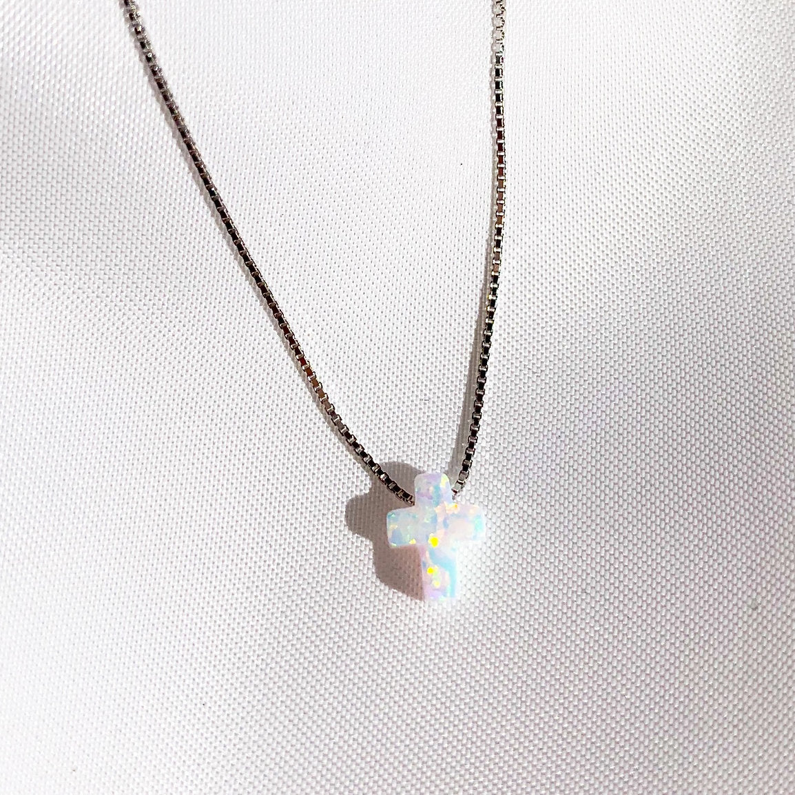 Paros Opalite Medium Cross Necklace